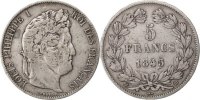 France 5 Francs Coin, Louis-Philippe, Strasbourg, Silver -