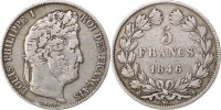 France 5 Francs Coin, Louis-Philippe, Bordeaux, Silver -