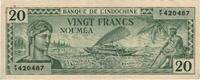 New Caledonia 20 Francs Banknote, Undated (1944), KM:49 -