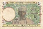 French West Africa 5 Francs Banknote, KM:21 -