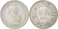 Switzerland 2 Francs Coin, Silver, KM:21 -