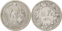 Switzerland 2 Francs Coin, Silver, KM:21 -