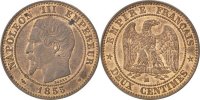 France 2 Centimes Coin, Napoleon III, Napoléon III, Marseille -