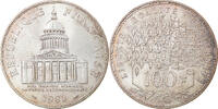 France 100 Francs Coin, Panthéon, Paris, Silver, KM:951.1 -