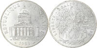 France 100 Francs Coin, Panthéon, Paris, Silver, KM:951.1 -