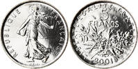 France 5 Francs Coin, Semeuse, Paris, Nickel Clad -