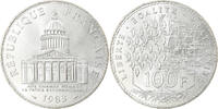 France 100 Francs Coin, Panthéon, Paris, Silver, KM:951.1 -