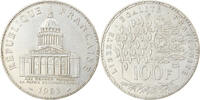 France 100 Francs Coin, Panthéon, Paris, Silver, KM:951.1 -