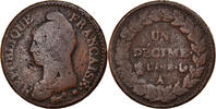 France Decime Coin, Dupré, Paris, Bronze, KM:644.1, Le -