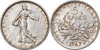 France 5 Francs Coin, Semeuse, Paris, Silver, KM:926 -