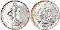 France 5 Francs Coin, Semeuse, Paris, Silver, KM:926 -