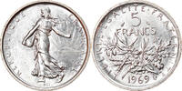France 5 Francs Coin, Semeuse, Paris, Silver, KM:926 -