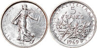 France 5 Francs Coin, Semeuse, Paris, Silver, KM:926 -
