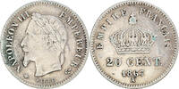 France 20 Centimes Coin, Napoleon III, Paris, Silver -