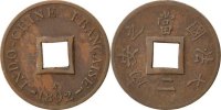 French Indochina 2 Sapeque Coin, Paris, Bronze, KM:6 -