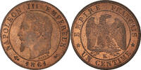 France Centime Coin, Napoleon III, Bordeaux, Bronze, KM:795.3 -