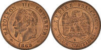 France 2 Centimes Coin, Napoleon III, Bordeaux, Bronze -