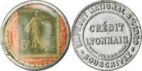 France 5 Centimes Coin, Credit Lyonnais, Timbre-Monnaie -