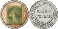 France 5 Centimes Coin, Credit Lyonnais, Timbre-Monnaie -