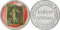 France 5 Centimes Coin, Credit Lyonnais, Timbre-Monnaie -