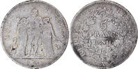 France 5 Francs Coin, Union et Force, Paris, Silver -