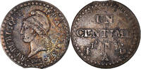 France Centime Coin, Dupré, Paris, error clipped planchet -