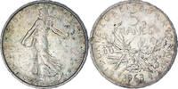 France 5 Francs Coin, Semeuse, Paris, Fautée, Silver -