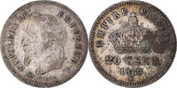 France 20 Centimes Coin, Napoleon III, Bordeaux, Silver -