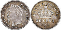 France 20 Centimes Coin, Napoleon III, Paris, Silver -