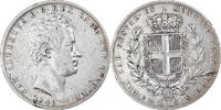 ITALIAN STATES 5 Lire Coin, SARDINIA, Carlo Alberto, Genoa -