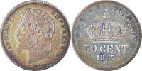 France 50 Centimes Coin, Napoleon III, Strasbourg, Silver -