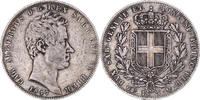 ITALIAN STATES 5 Lire Coin, SARDINIA, Carlo Alberto, Torino -