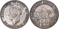 EAST AFRICA 50 Cents Coin, George VI, Silver, KM:27 -