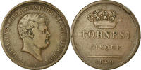 ITALIAN STATES 5 Tornesi Coin, NAPLES, Ferdinando II, Copper -