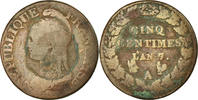 France 5 Centimes Coin, Dupré, Paris, without point after CENTIMES -