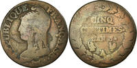 France 5 Centimes Coin, Paris (A/R), Bronze, Gadoury:126 -