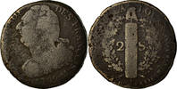 France 2 Sols Coin, Louis XVI, 2 sols françois, Toulouse -