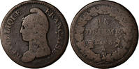 France Decime Coin, Dupré, Paris, Bronze, KM:644.1 -
