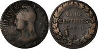 France 5 Centimes Coin, Dupré, Orléans, error partial collar strike -