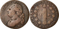 France 12 Deniers Coin, Louis XVI, Lyon, Bronze, KM:600.5 -