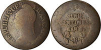 France 5 Centimes Coin, Dupré, Orléans, Bronze, KM:640.9 -