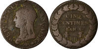 France 5 Centimes Coin, Dupré, Strasbourg, Bronze, KM:640.4 -