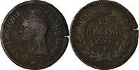 France Decime Coin, Dupré, Paris, Refrappage du 2 décimes -