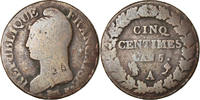 France 5 Centimes Coin, Dupré, Paris, Bronze, KM:640.1 -