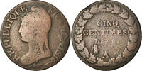 France 5 Centimes Coin, Dupré, Paris, Bronze, KM:640.1 -