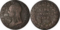 France 5 Centimes Coin, Dupré, Paris, Bronze, KM:640.1 -