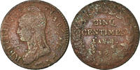 France 5 Centimes Coin, Dupré, Strasbourg, error double strike -