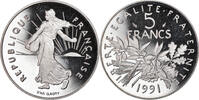 France 5 Francs Coin, Semeuse, Paris, Proof, Nickel Clad -
