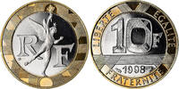 France 10 Francs Coin, Génie, Paris, Proof, Aluminum-Bronze -