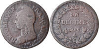 France Decime Coin, Dupré, Paris, Bronze, KM:644.1 -